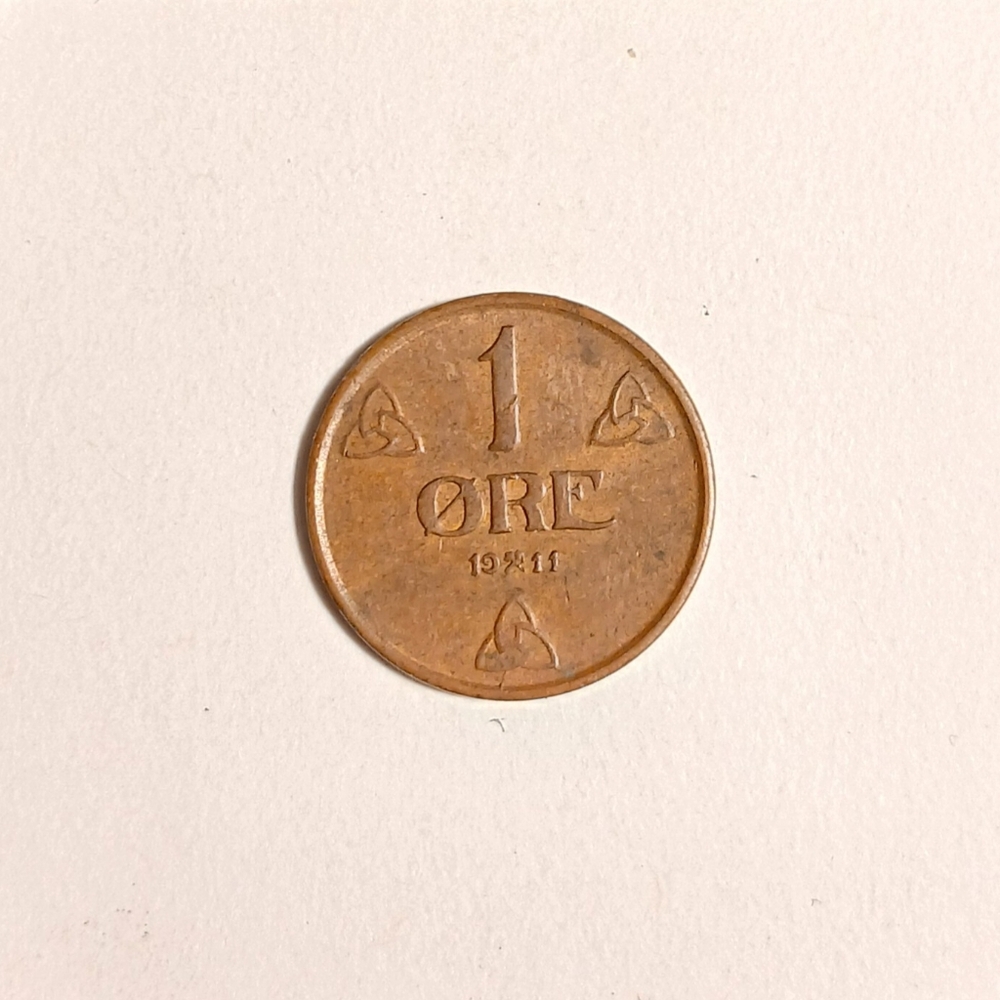 1911 NORWAY KING HAAKON VII 1 ORE KONGERIKET NORGE